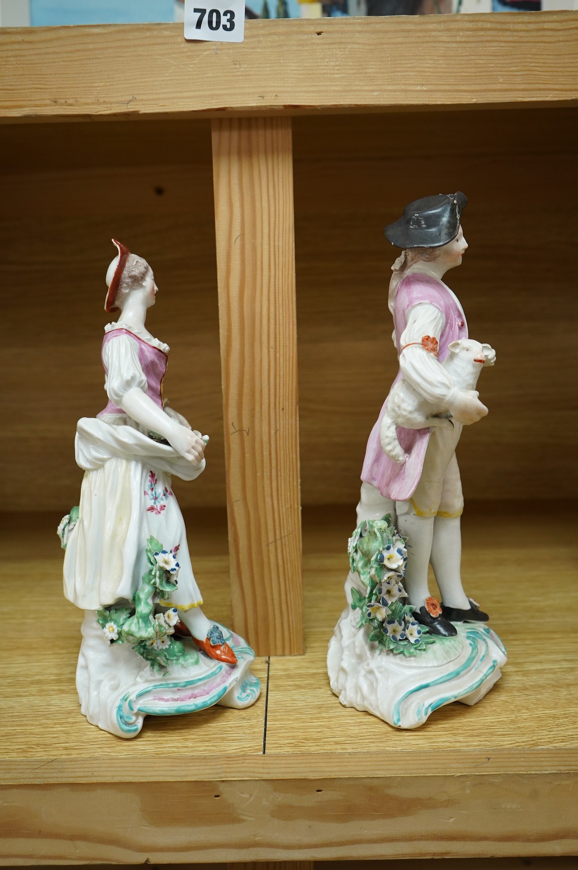 A Derby figure of a gentleman, c.1760, and a Continental porcelain figure, pseudo Bow mark, tallest 26cm high (2)